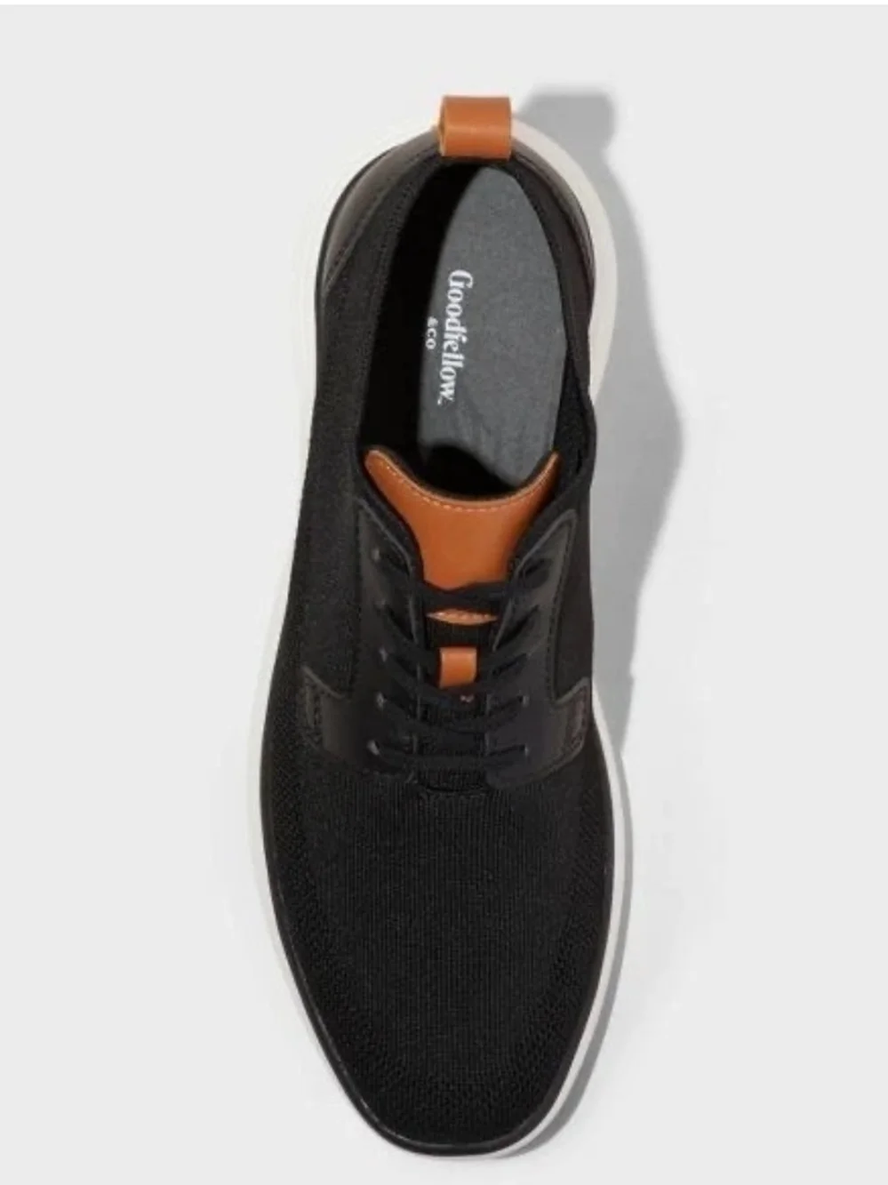 Men's Zeke Black Knit Lace-Up Sneaker with Brown Accent